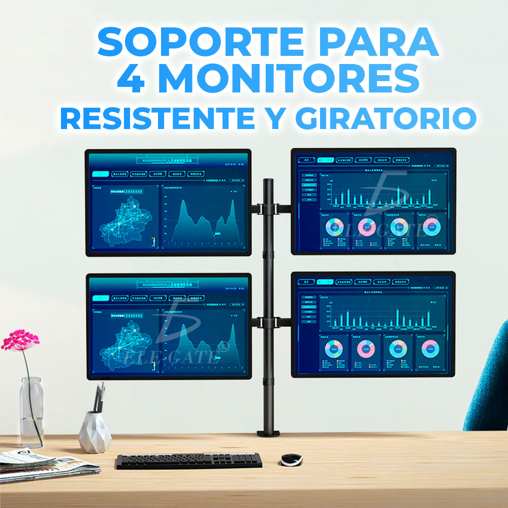 Soporte de Mesa Para 4 Monitor TV Para Montaje En Pared 13″ a 27″