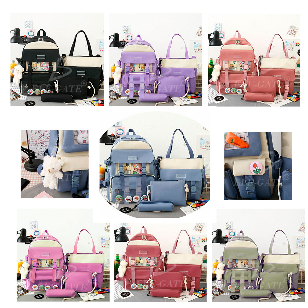 Set 4 Mochila Bolsas Escolar Estudiante Lona Gran Capacidad - Image 2