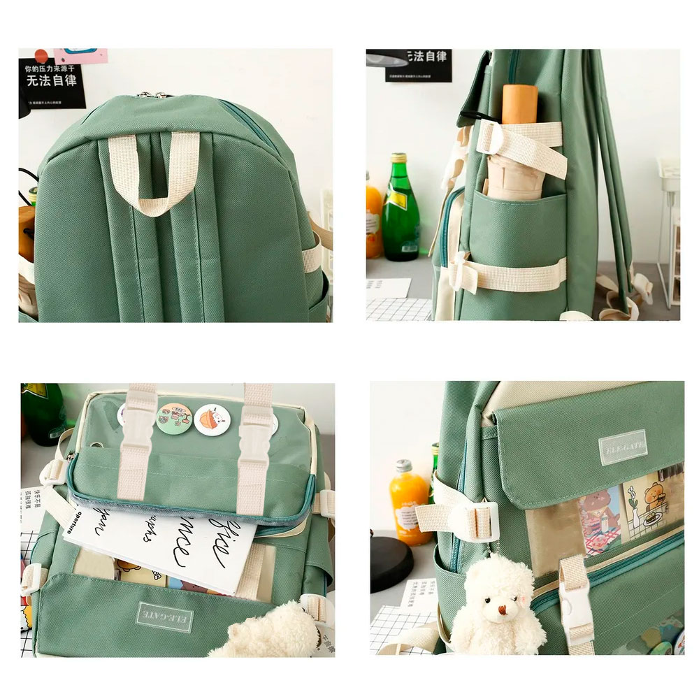 Set 4 Mochila Bolsas Escolar Estudiante Lona Gran Capacidad - Image 4