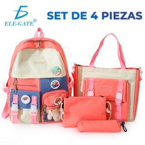 Set 4 Mochila Versión Coreana De Casual Gran Capacidad Bolsa
