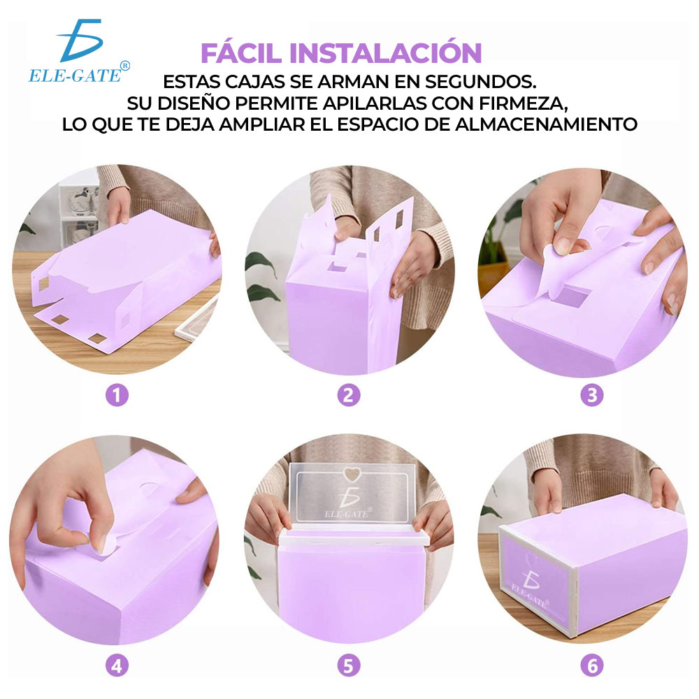 HOG.124.Cajas Organizadoras De Zapatos Apilables Almacenaje 6 piezas Model:S - Image 4