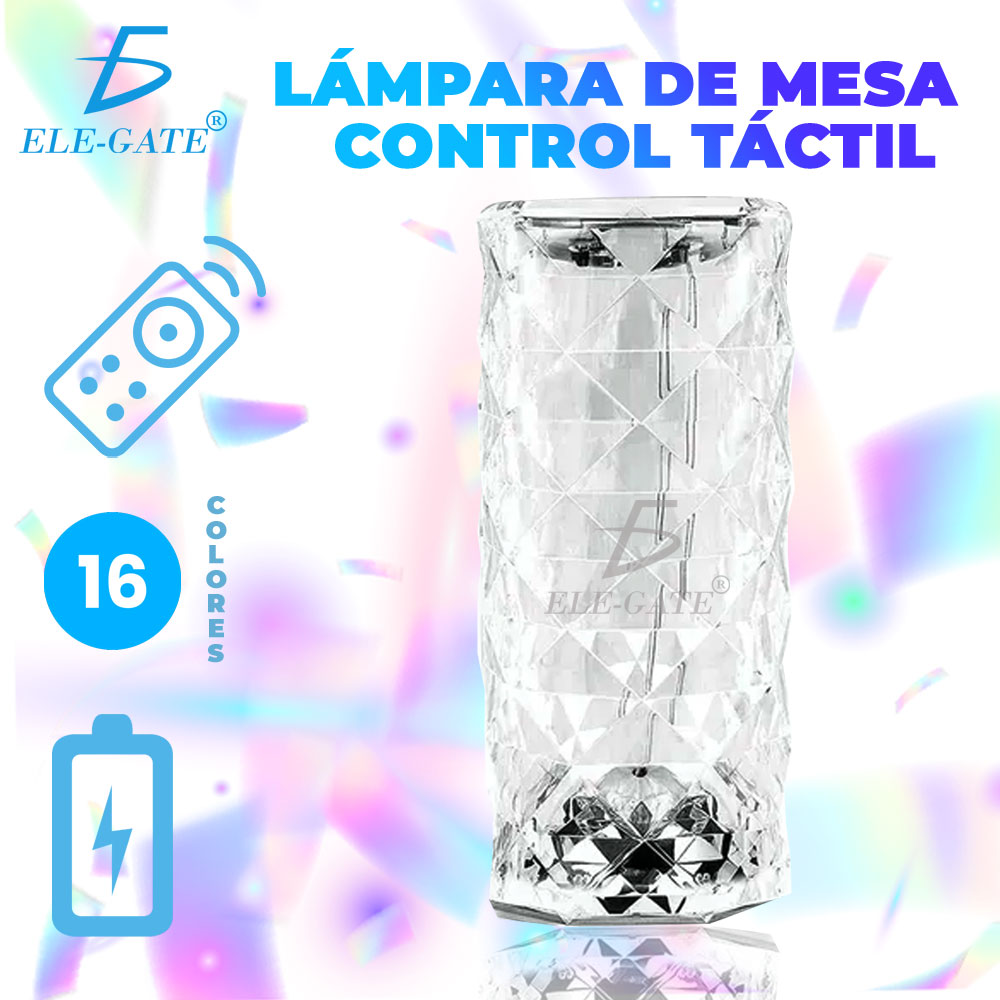 Lámpara 3d De Cristal Acrílico Control Táctil 16 Colores