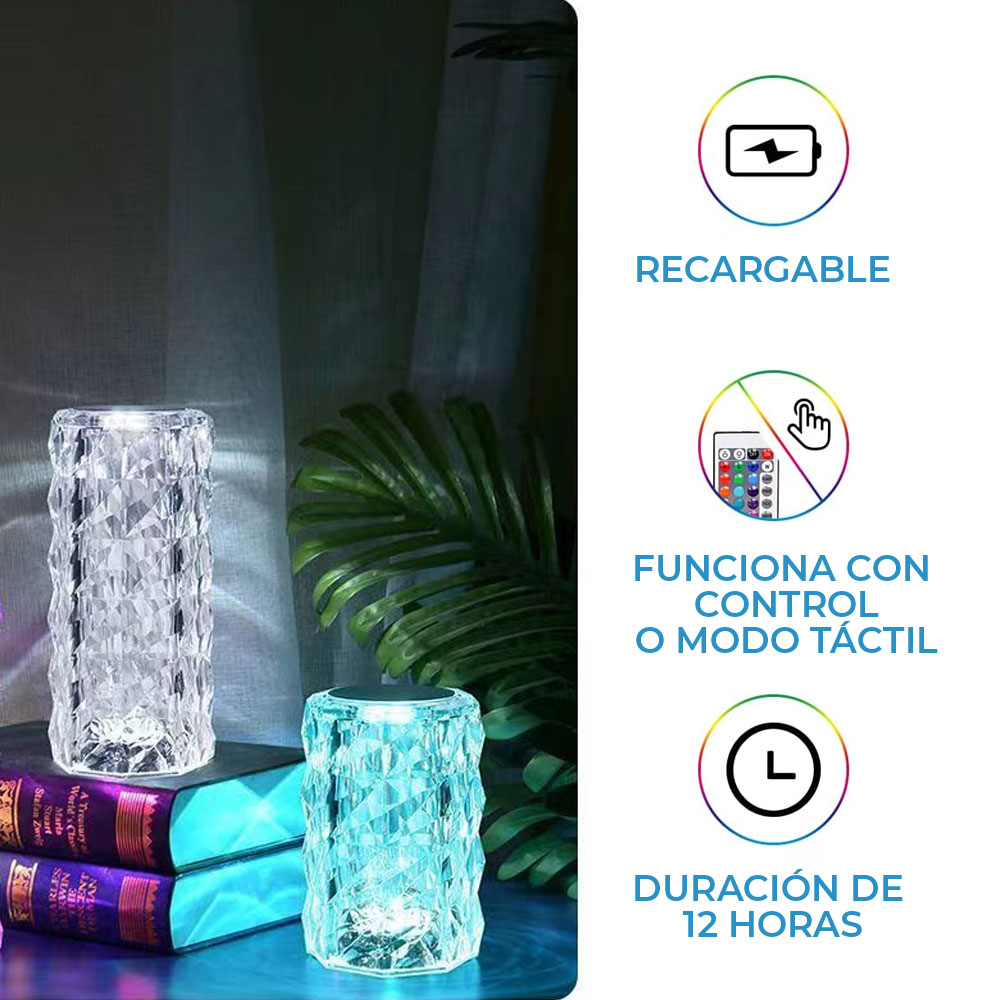 Lámpara 3d De Cristal Acrílico Control Táctil 16 Colores - Image 4