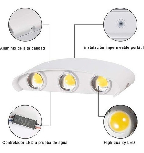 Lámpara Led De 6w Para Pared De Uso Exterior E Interior Ip67 - Image 4
