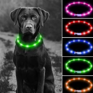 Luminoso Collar Perro De Mascota Led Ajustable Recargable