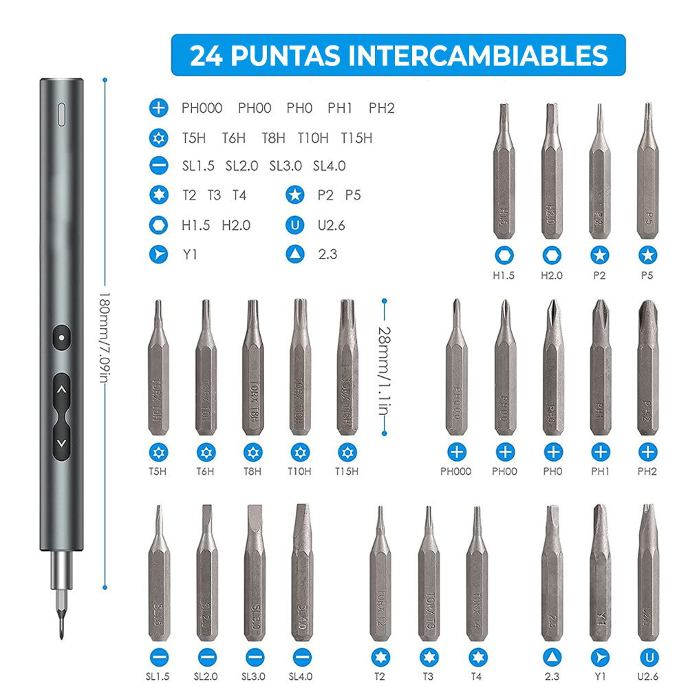 Mini Destornilladores Eléctricos Kit Con 24 Puntas 3 Led - Image 2