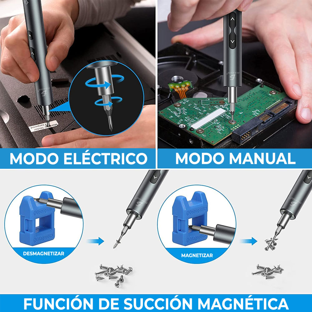 Mini Destornilladores Eléctricos Kit Con 24 Puntas 3 Led - Image 3