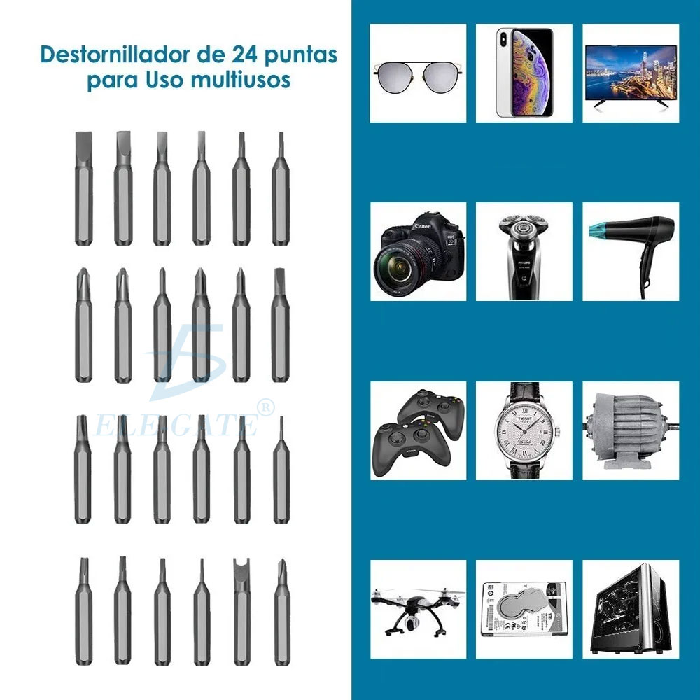 Mini Destornilladores Eléctricos Kit Con 24 Puntas 3 Led - Image 5