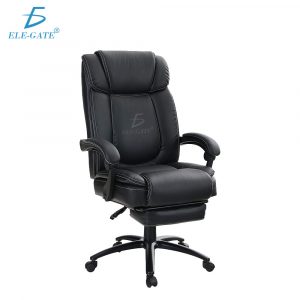 Silla de escritorio ergonómica negra con tapizado de cuero sintético