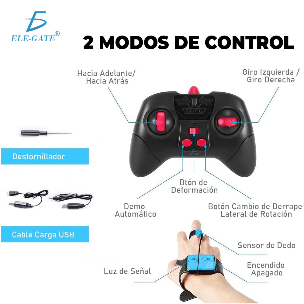 Coche Acrobacias Con Detección De Gesto/luz/360° Rotación - Image 10