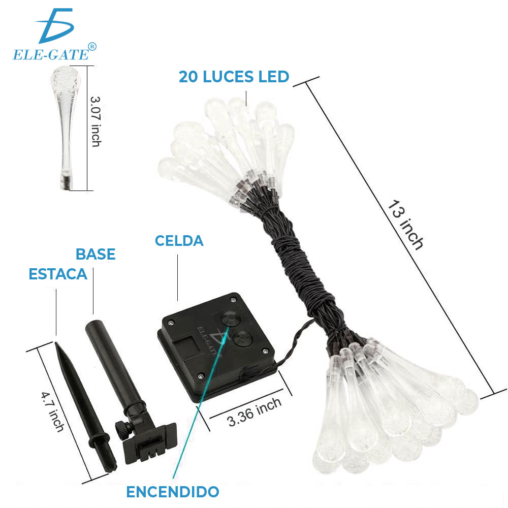 Guirnalda Solar De Exterior Luces 3m 20 Led Jardin - Image 2