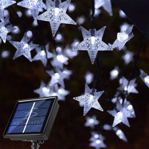 Serie De Luces Navideña Estrellas De Carga Solar 3m 20 Led