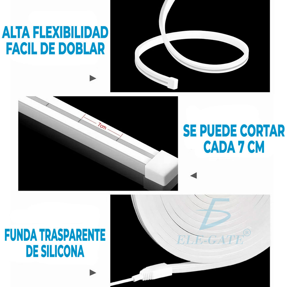 Tira De Luz Led Rgb De Neón Ip65 Flexible Bluetooth De 5m - Image 4