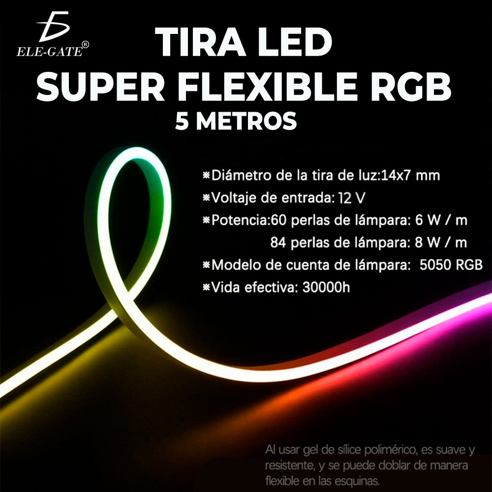 Tira De Luz Led Rgb De Neón Ip65 Flexible Bluetooth De 5m - Image 3