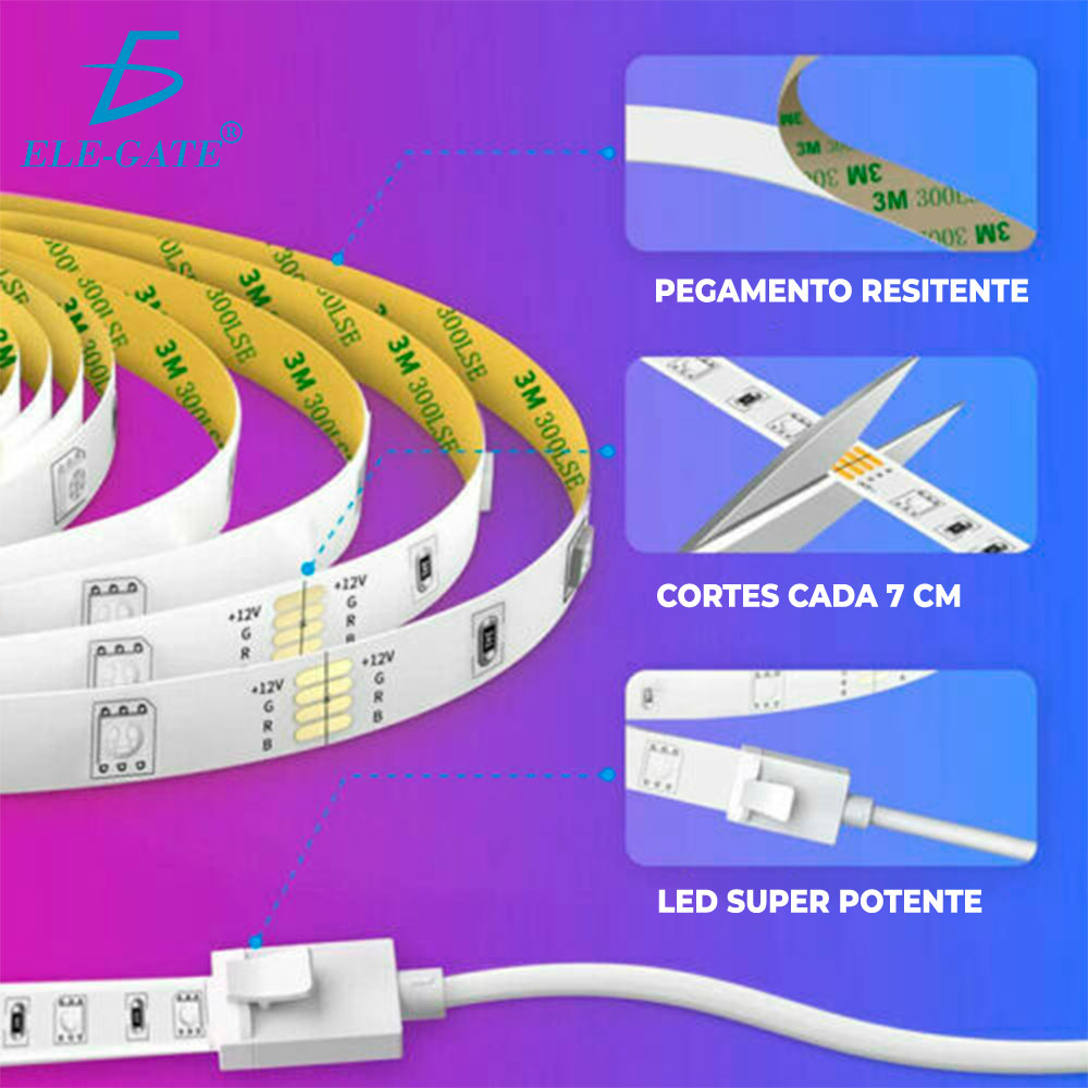 Tira De Luces Led Rgb 5050 Decoración Que Cambia De Color 2M - Image 5