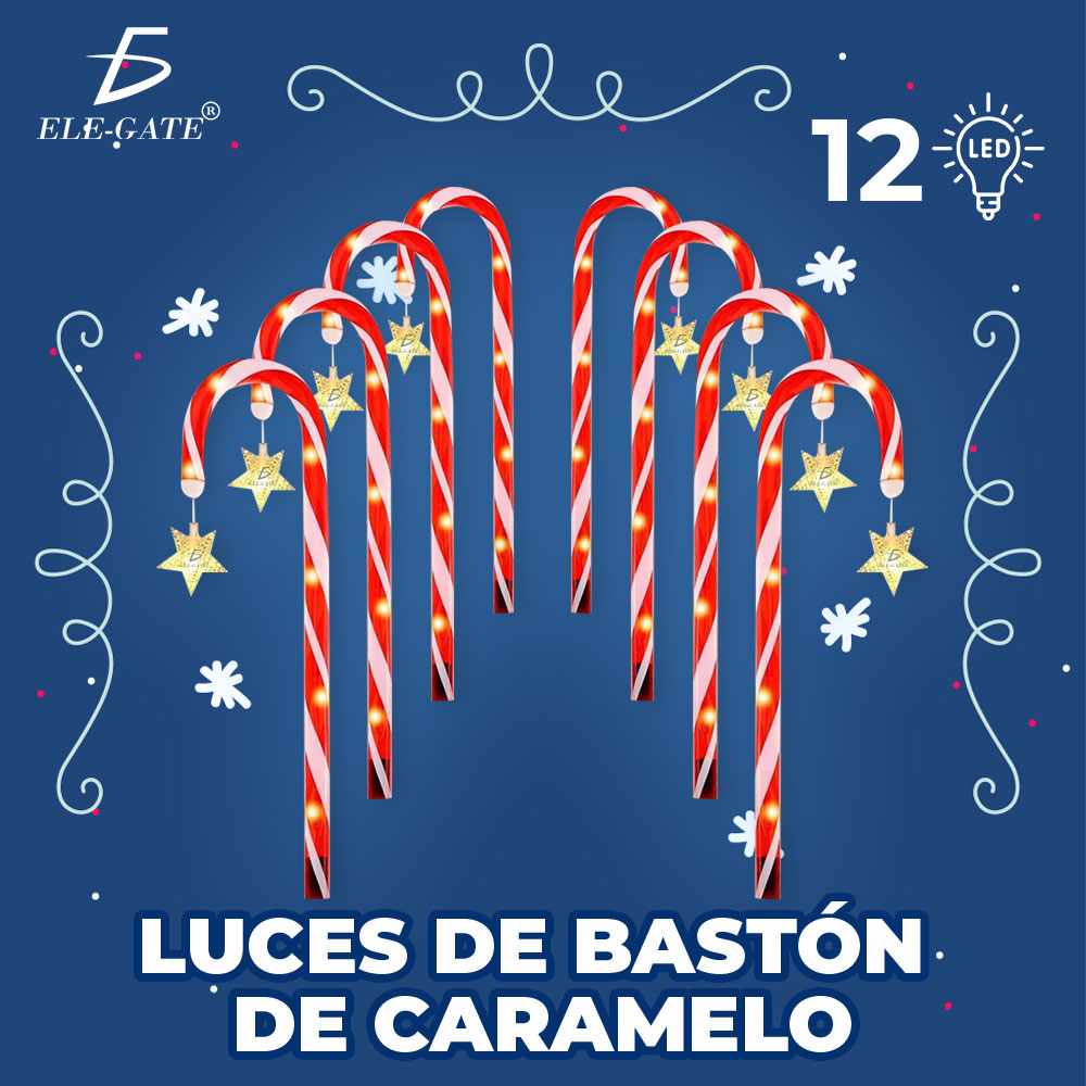 12 Luces de bastón de caramelo de 26 pulgadas