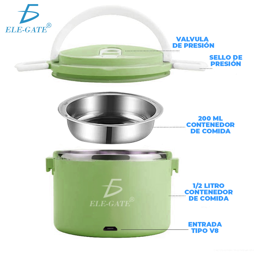 Loncheras Eléctrica de Acero Inoxidable con Calefacción conexión USB - Image 2