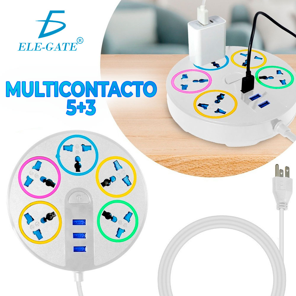 Multicontacto Circular Multiusos 5 Contactos + 3 Puertos Usb - Image 2