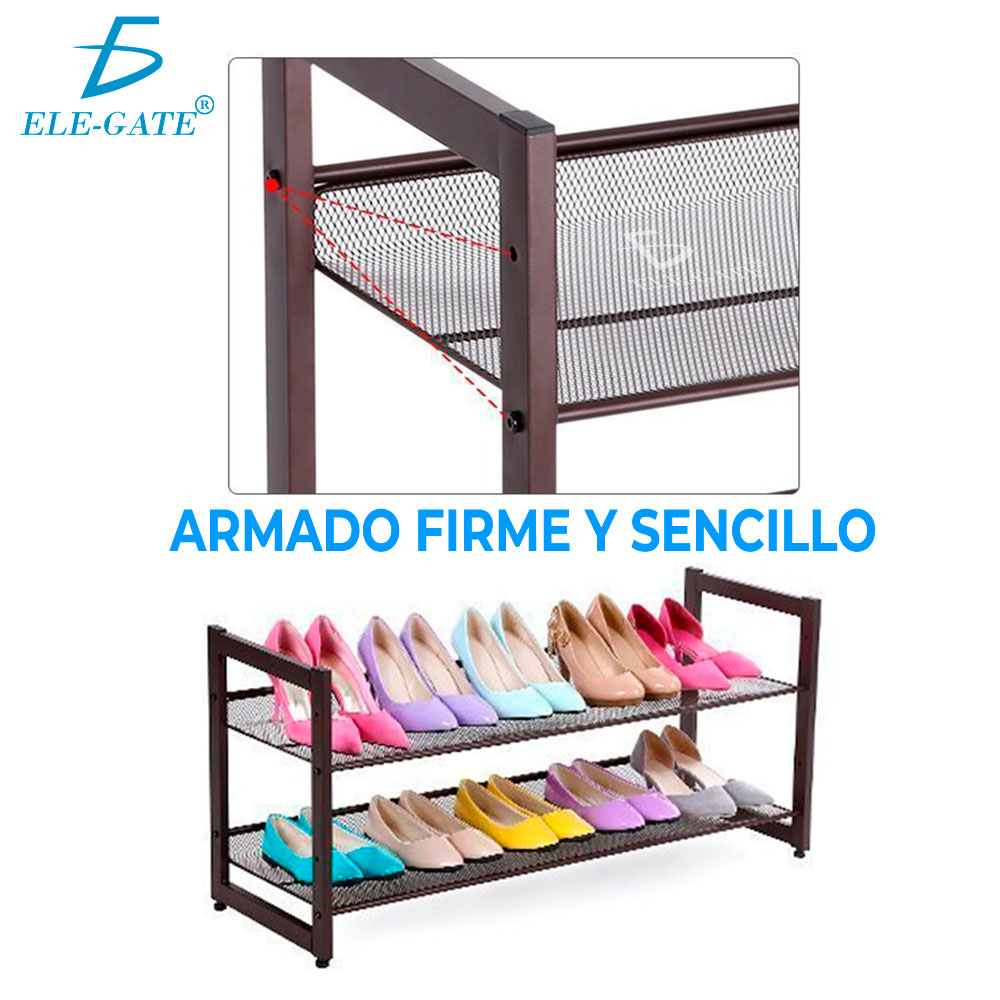 Zapatero Apilable de 2 Niveles Organizador de Zapatos con Rejilla de Alambre ajustable - Image 5