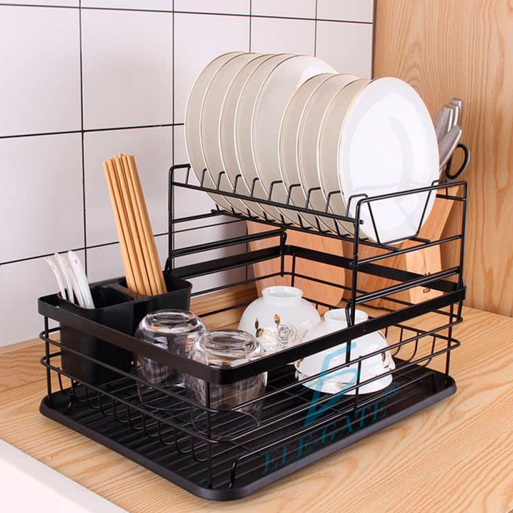 Escurridor de Platos Organizador de Platos con Soporte para Utensilios