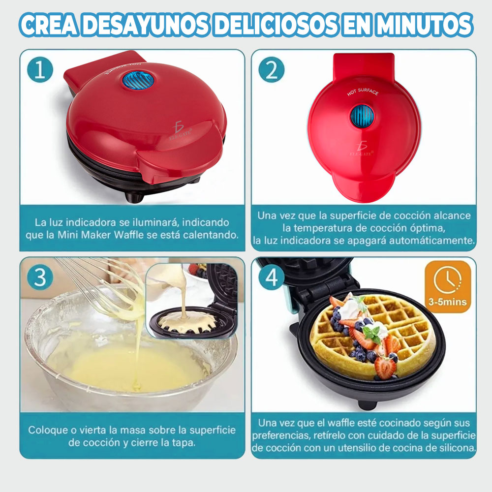 Máquina Pequeña Para Hacer Waffles Para Desayunos Redonda - Image 5