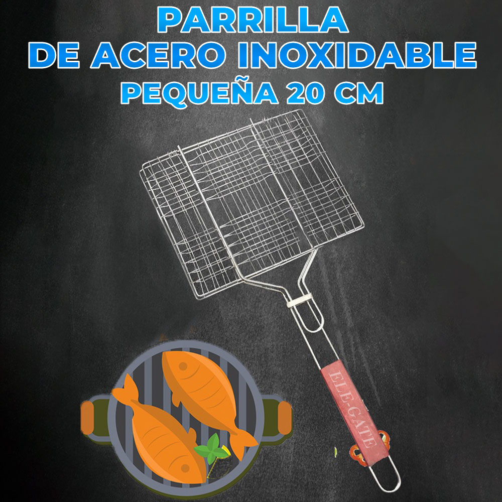 Pinza Parrilla Rejilla Malla Barbacoa Portatil Asador 23X20CM