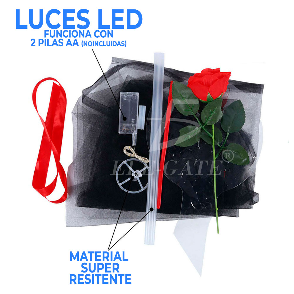 Rose Bouquet con Luz Led Luminoso Navidad Decora Regalo - Image 6