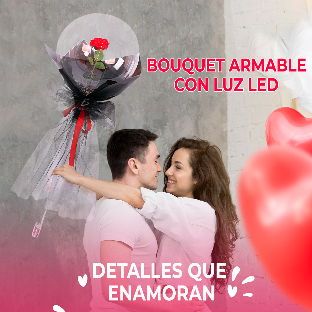 Rose Bouquet con Luz Led Luminoso Navidad Decora Regalo - Image 2