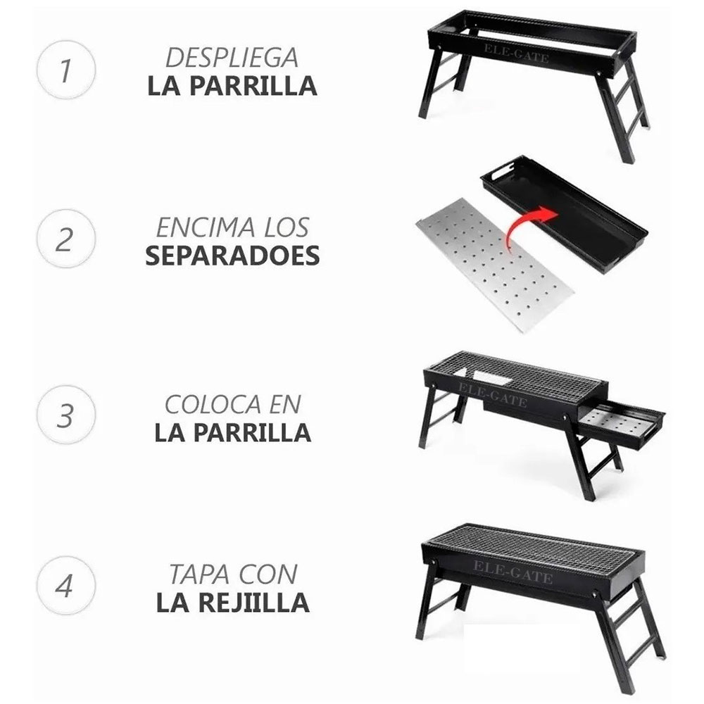 Parrilla De Carbón Portátil Plegable Barbacoa Al Aire Libre - Image 2