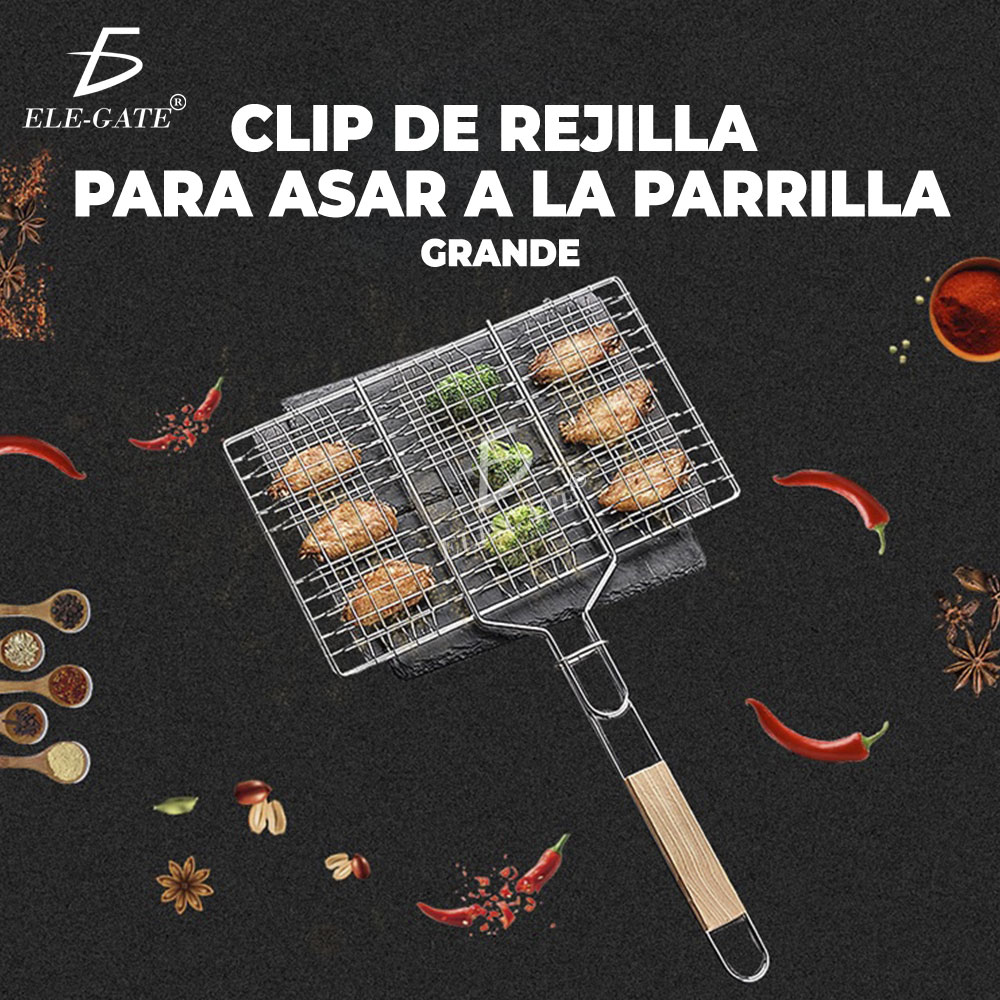 Pinza Parrilla Rejilla Malla Barbacoa Portatil Asador Fiesta Grande 65X36CM
