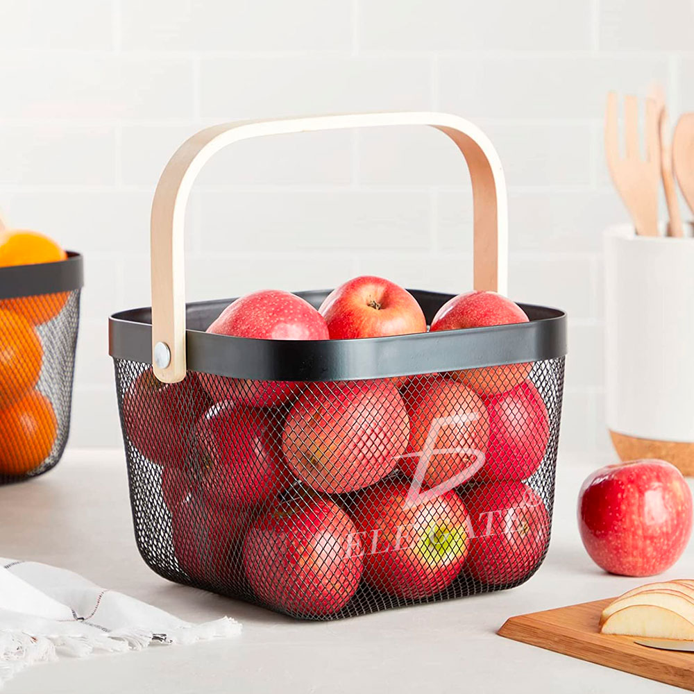 Cesta De Mano Multiusos Con Asa De Madera Abatible - Image 6