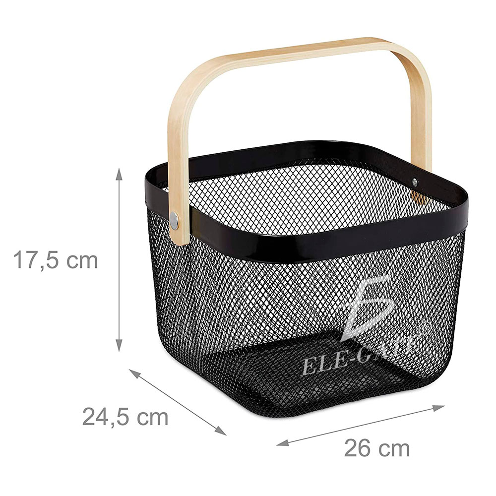 Cesta De Mano Multiusos Con Asa De Madera Abatible - Image 3