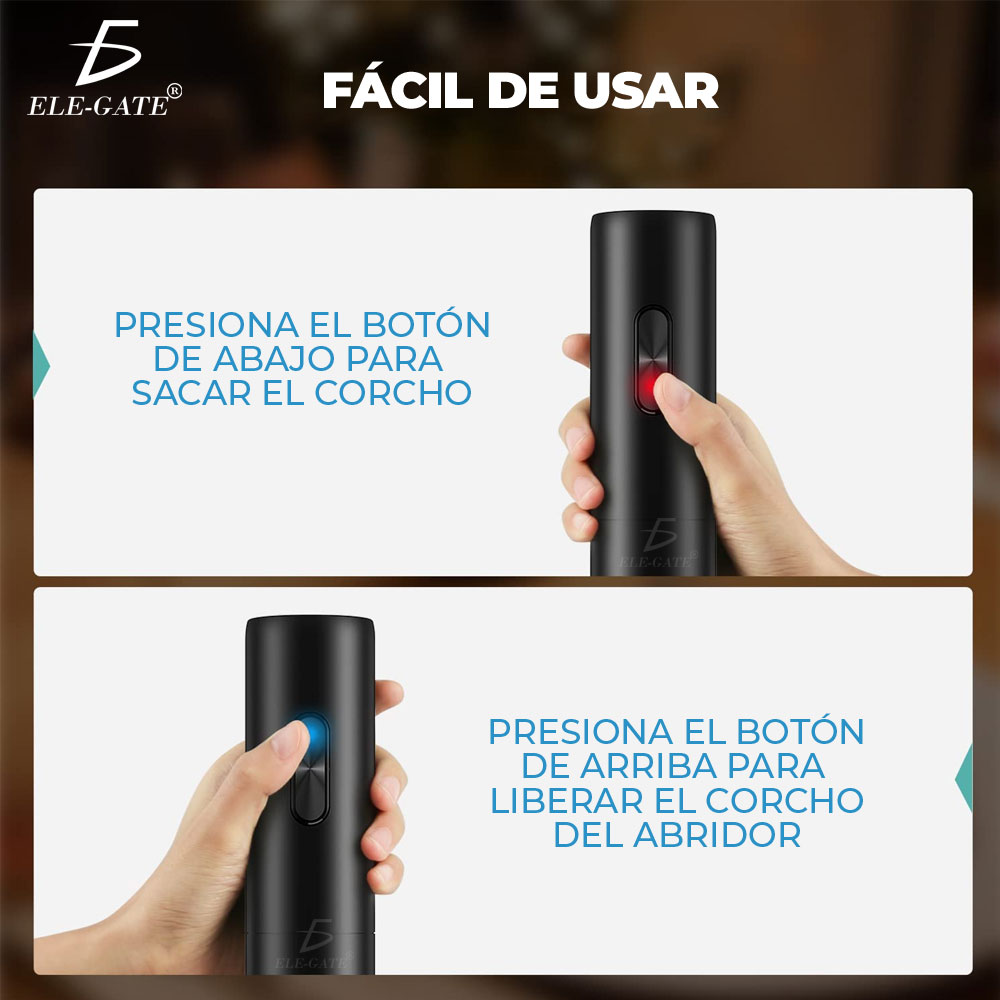 Abrebotellas Sacacorchos Automático Eléctrico Para Vino Tinto Negro - Image 5
