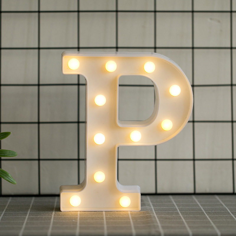 Led Letras P 3d Luces Foco Lampara Decora Abecedario