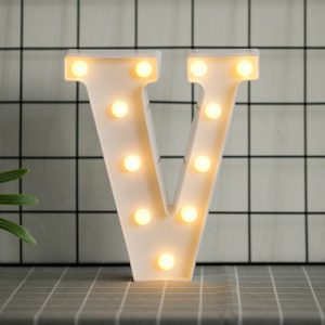 Led Letras V 3d Luces Foco Lampara Decora Abecedario