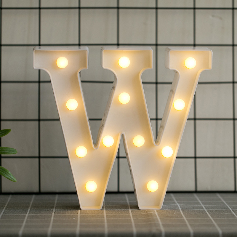 Led Letras W 3d Luces Foco Lampara Decora Abecedario