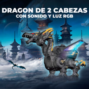 Juguete Dragon Mecánico 2Cabezas Con Sonido Y Luz RGB