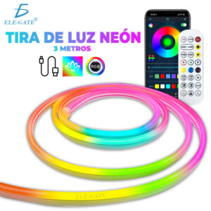 Tira De Luz Led Rgb Sincroniza Musica De Neón Ip65 Flexible Bluetooth 3M