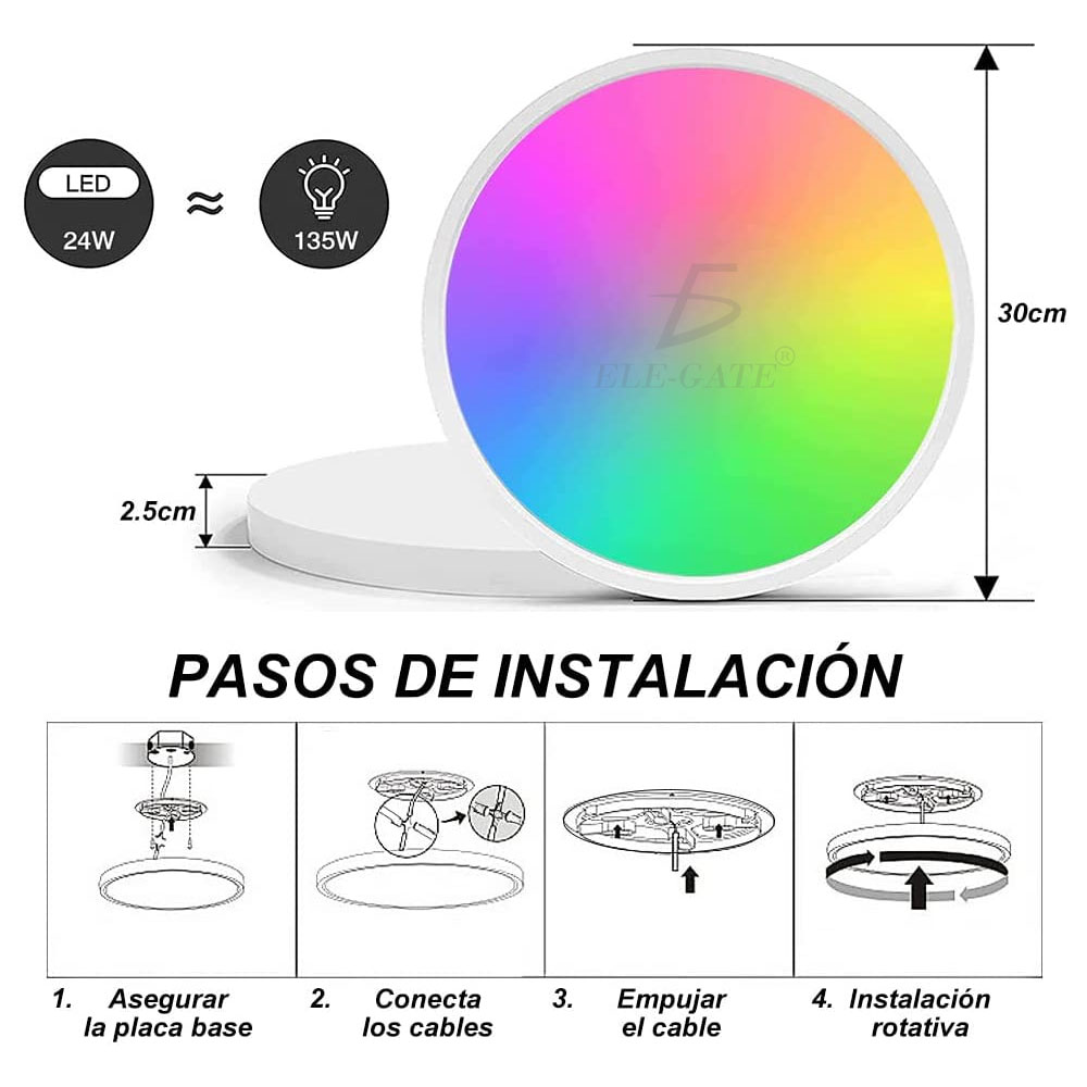Lámpara De Techo Wifi Inteligente 24w Plafón Led Rgb Luz - Image 5