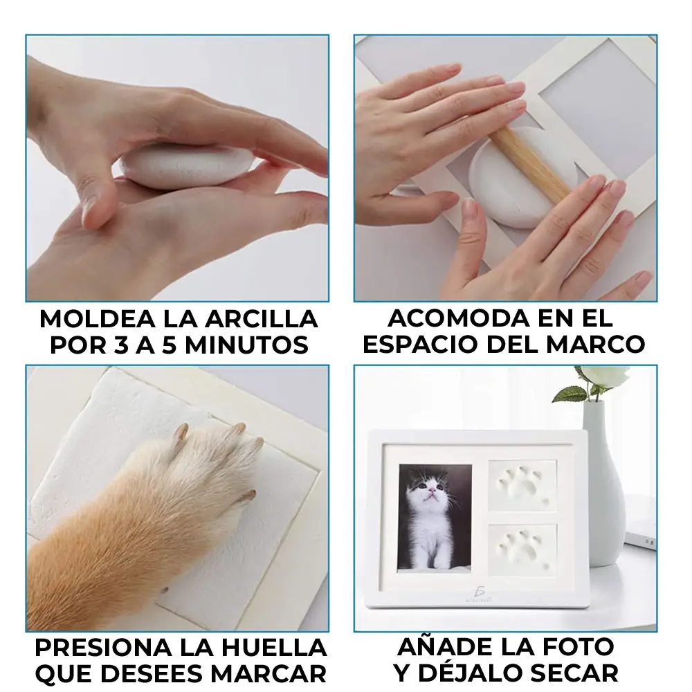 Marco de Fotos para Bebés o Mascotas Con Manualidad de Impresión de Manos Pies o Huellas sin Hornear. - Imagen 4