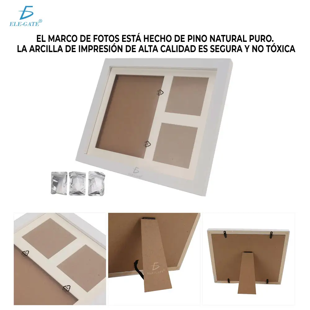Marco de Fotos para Bebés o Mascotas Con Manualidad de Impresión de Manos Pies o Huellas sin Hornear. - Imagen 5