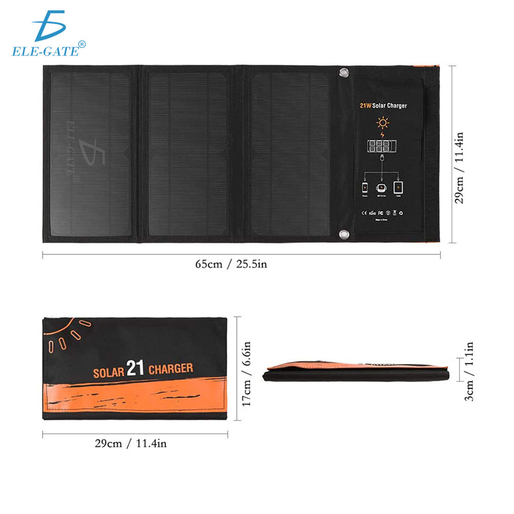 Cargador Solar Portatil Plegable De Panel 21w 2 Puertos Usb - Image 3