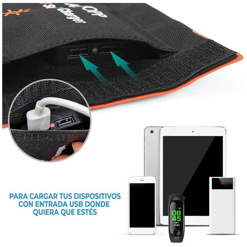 Cargador Solar Portatil Plegable De Panel 21w 2 Puertos Usb - Imagen 4