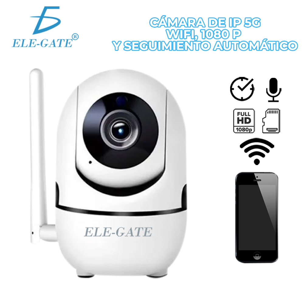 Cámara de vigilancia IP 5g Wifi 1080p 360 Grados Monitor para Bebé Visión Nocturna