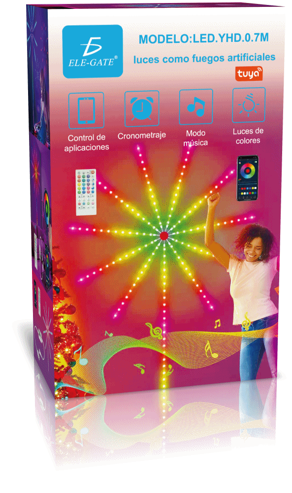 Luces de Fuegos Artificiales Inteligentes Para Interiores Con Control Remoto Y Control de Aplicación - Image 6