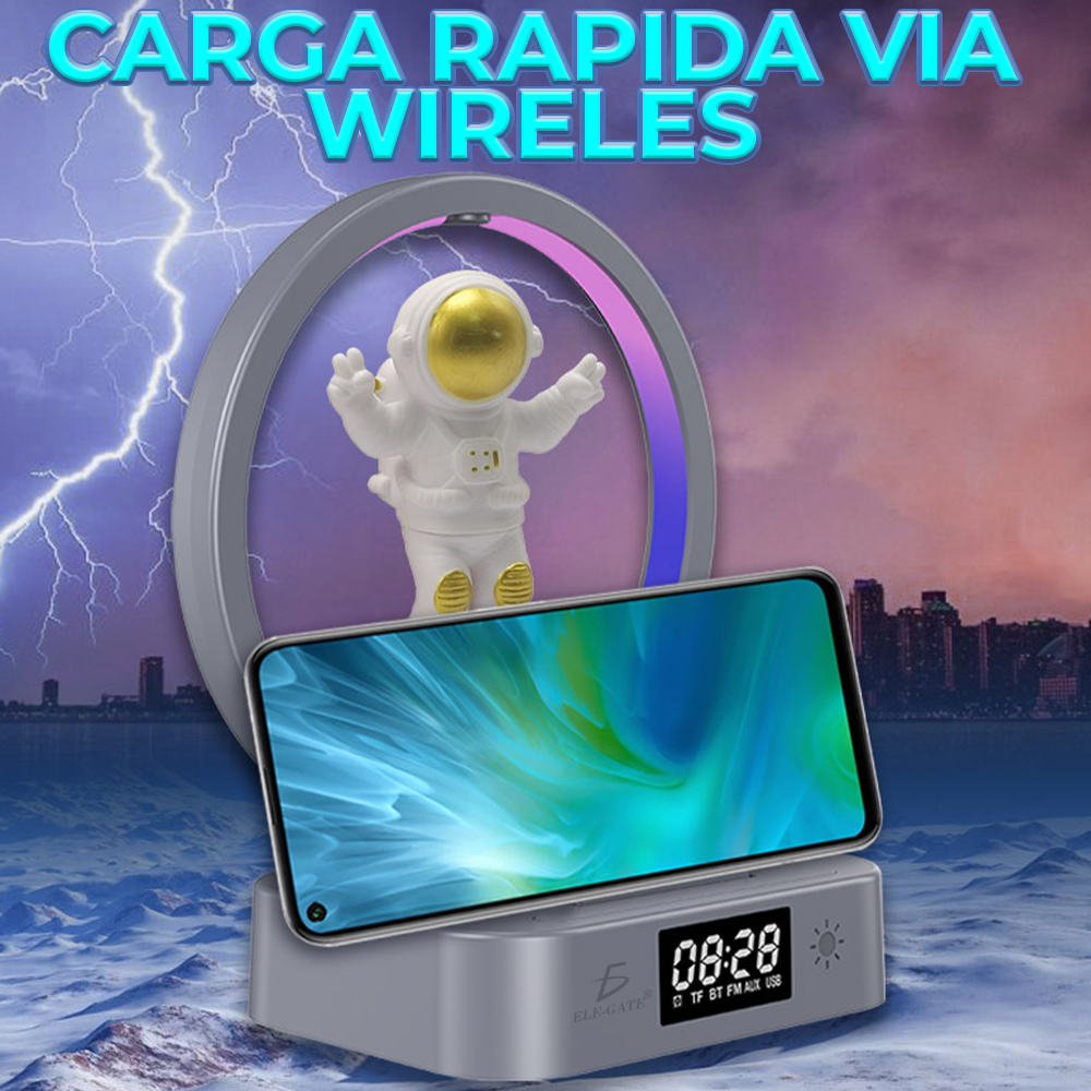 Bocina Bluetooth Reloj Despertador Con Luz de RGB Y Soporte con Cargador Inalámbrico de 15W para Teléfono - Image 2