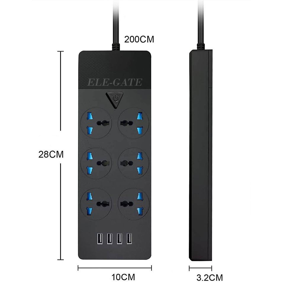 Regleta de alimentación de escritorio con 6 tomas de corriente, 4 puertos de carga USB - Image 4