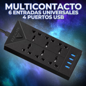 Regleta de alimentación de escritorio con 6 tomas de corriente, 4 puertos de carga USB