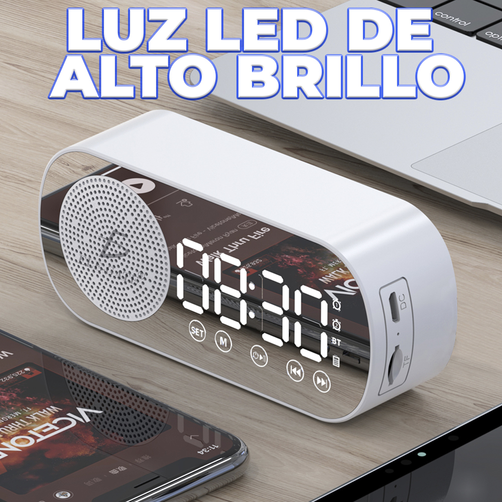 Estéreo Altavoz Inalámbrico Bluetooth 5.0 con Reloj Despertador - Image 5