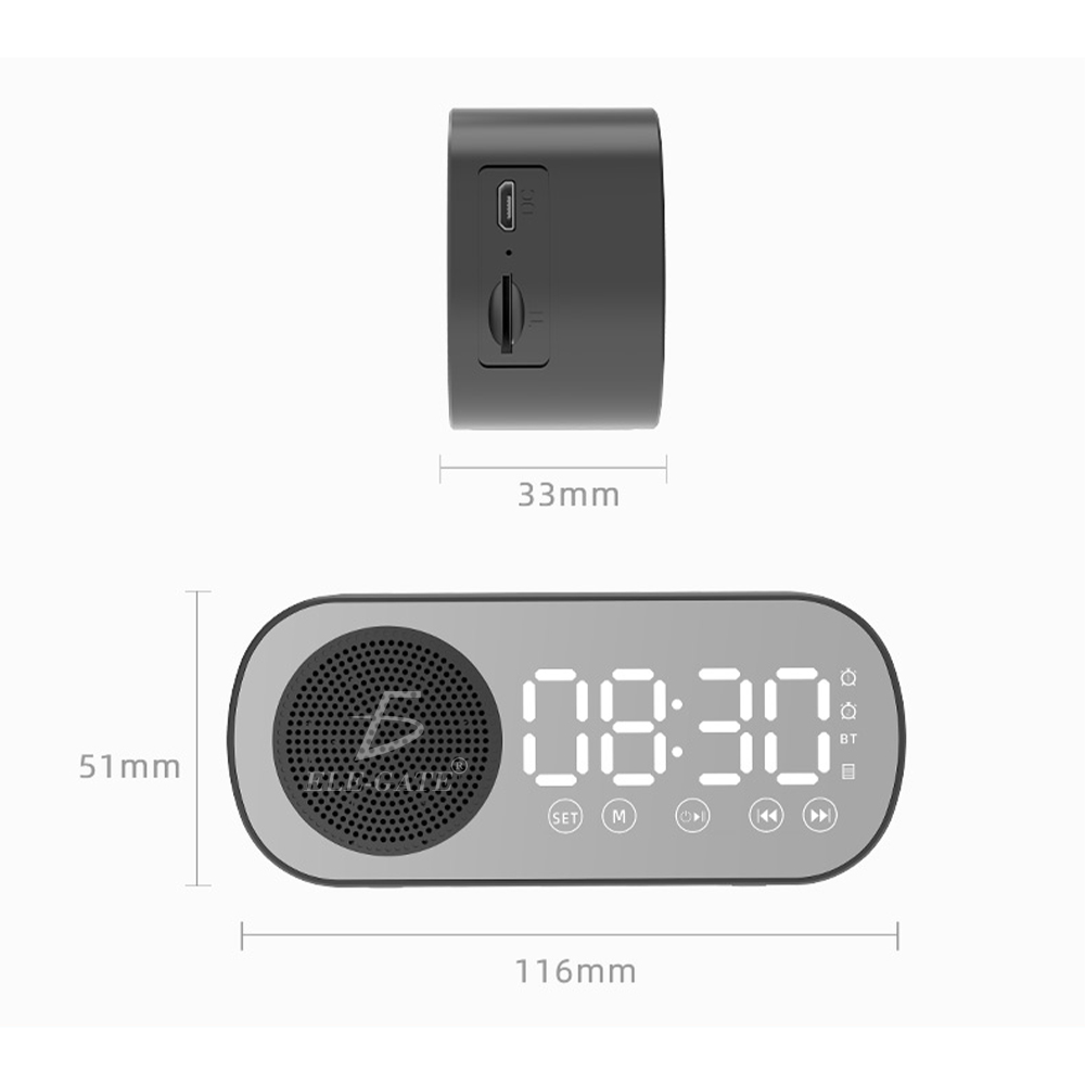 Estéreo Altavoz Inalámbrico Bluetooth 5.0 con Reloj Despertador - Image 3
